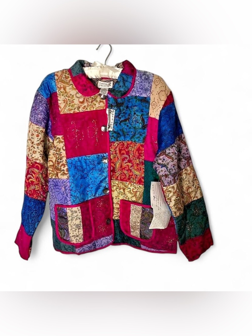 NWT Vtg Tantrums Collection 100% Silk Quilted Patchwork Jacket - Boho Art Wear